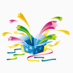 卡通立体五角星礼盒图案