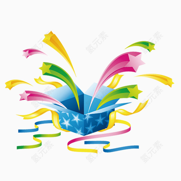 卡通立体五角星礼盒图案