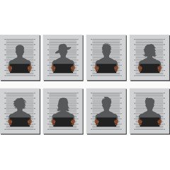 矢量手绘罪犯照片一组