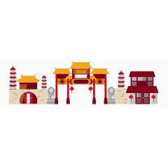 卡通年货节春节素材景点