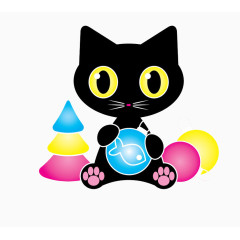 圣诞节黑猫装饰免扣素材