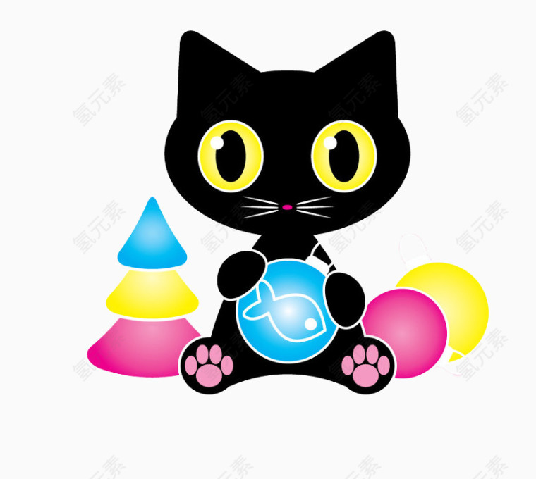 圣诞节黑猫装饰免扣素材