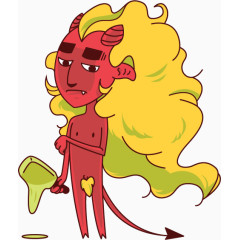 不高兴的黄头发魔鬼