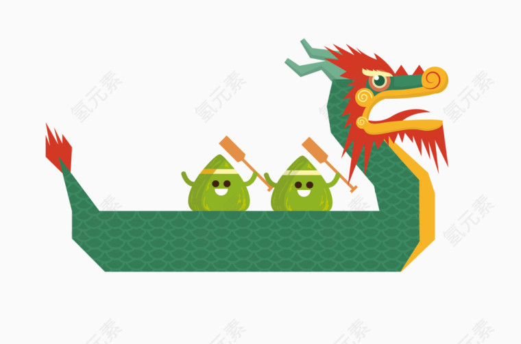 手绘端午节划龙舟