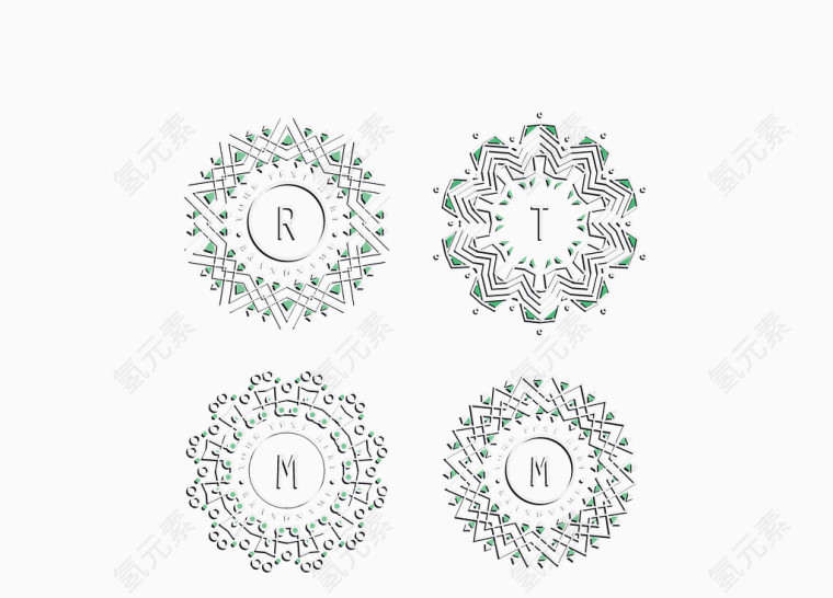 精美花纹字母设计矢量素材
