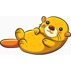 卡通手绘黄色海豹 