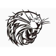 黑色线条动物头像老虎