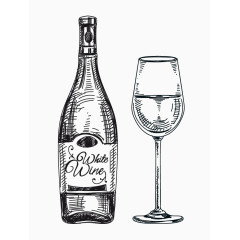 简笔画复古葡萄酒酒杯