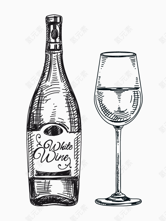 简笔画复古葡萄酒酒杯