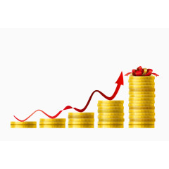 卡通手绘上升的金币