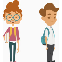 拿书的小男孩背书包的小男孩图标元素