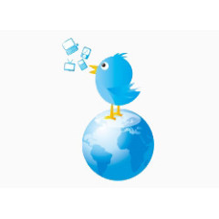 卡通手绘卡通小鸟与地球