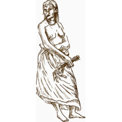 素描原始部落女人