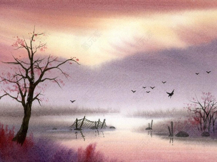 手绘水彩画