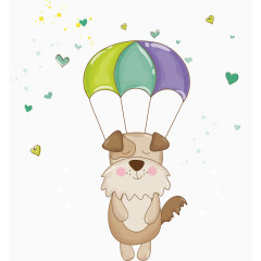 降落伞和小狗矢量图