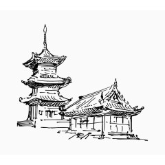 卡通手绘名胜古迹