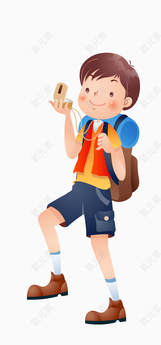 看指南针的小男孩
