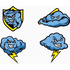 四款蓝色凶狠的闪电云朵