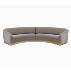 双人弧形素色装饰沙发