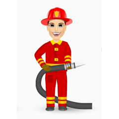 卡通手绘消防员png 
