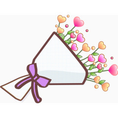 卡通手绘爱心花束