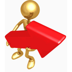 抱着红箭头的小金人