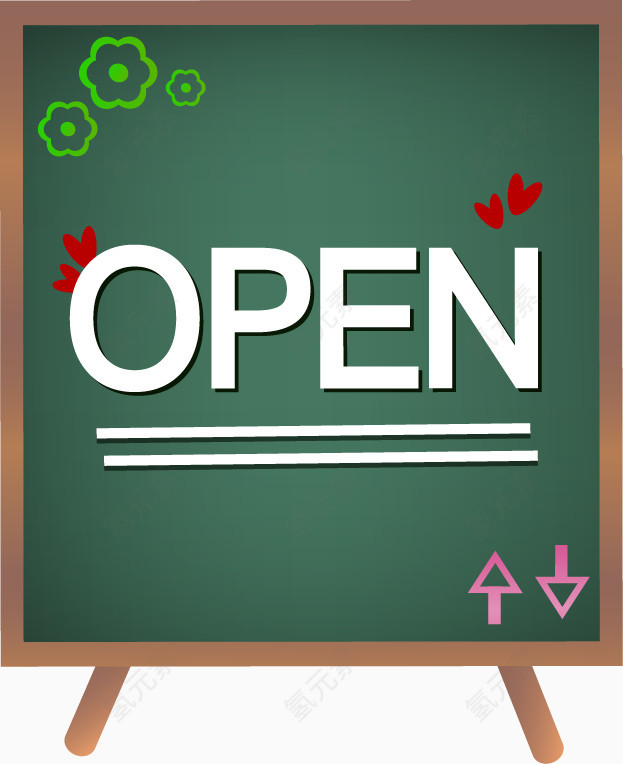 卡通精美开业open黑板