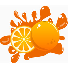 手绘卡通橙汁水果