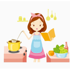 厨房做饭的小女孩