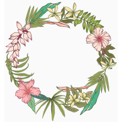 手绘花卉花环边框