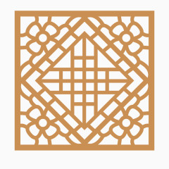 矢量黄色雕花门窗