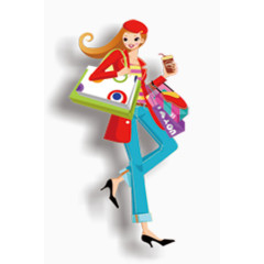 卡通女士购物装饰素材