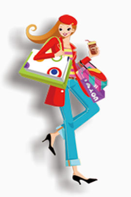 卡通女士购物装饰素材