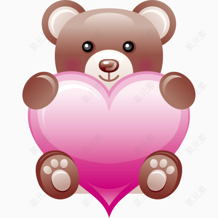 卡通手绘抱着爱心的小熊