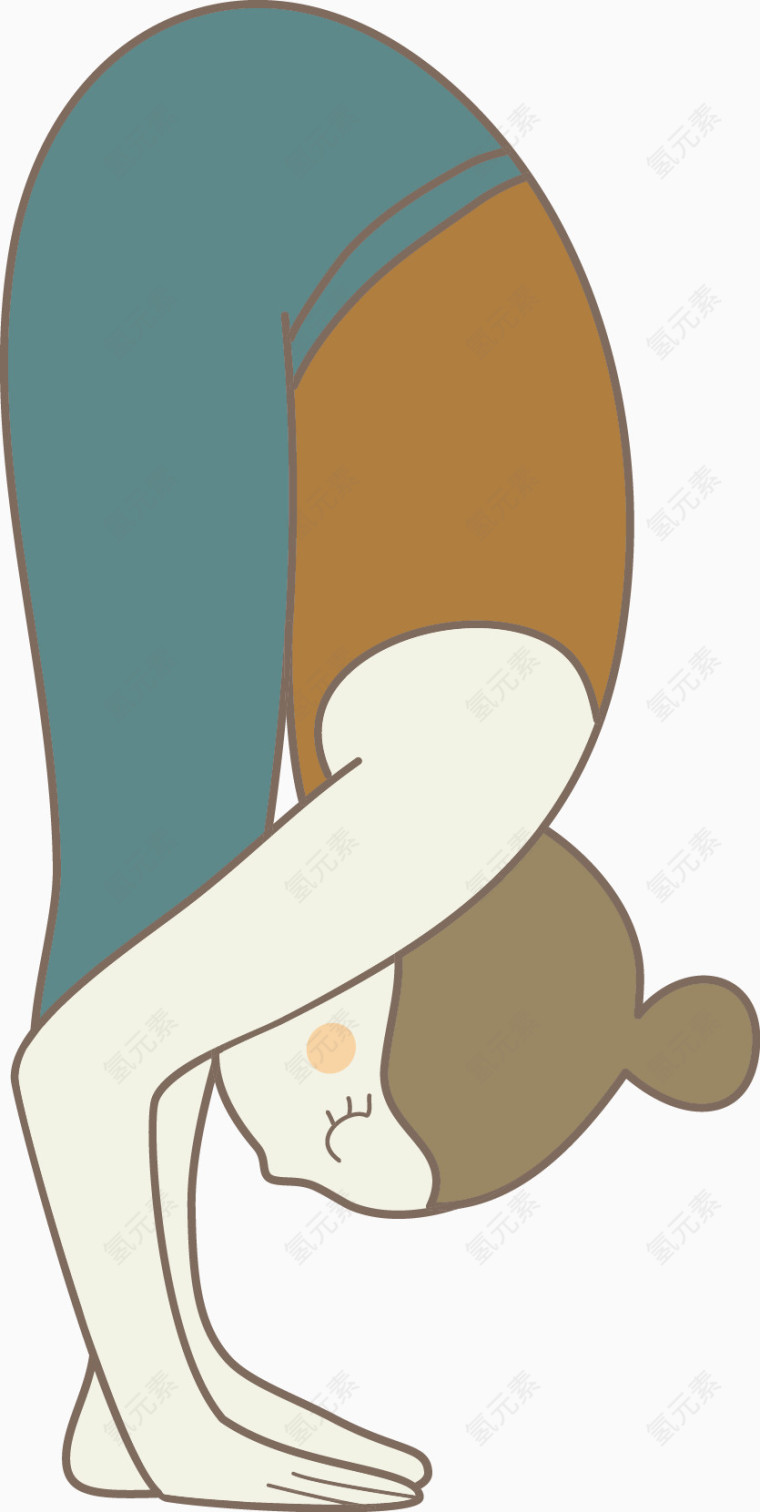 卡通女性瑜伽动作