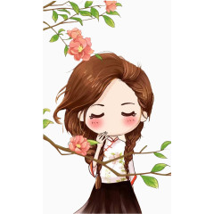 花下穿着民国服装的女孩