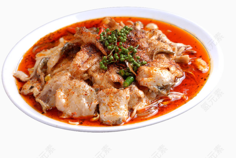 藿香鱼片菜肴图片素材