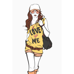 手绘时尚美女素材