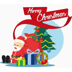 睡觉的圣诞老人素材矢量