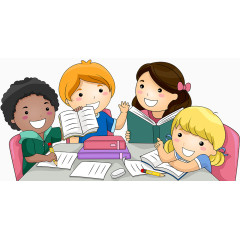 儿童手绘书本看书