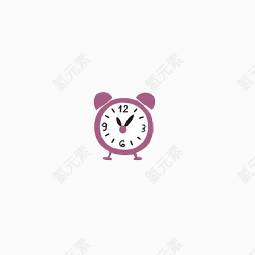 简约小清新可爱手绘紫色闹钟