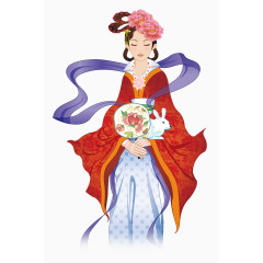 安静抱玉兔的嫦娥