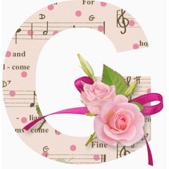 粉玫瑰粉蝴蝶结丝带装饰字母G