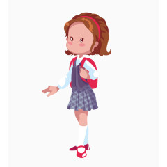 背着书包去上学的小孩