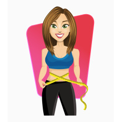 卡通手绘锻炼拿尺子美女