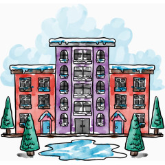 卡通矢量手绘房屋学校大楼
