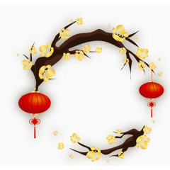 梅花灯笼边框