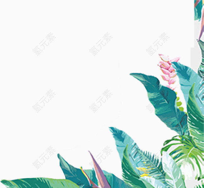 水彩插画叶子框装饰