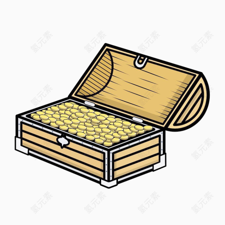 卡通手绘金银珠宝箱子