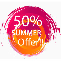 水彩夏日折扣标签